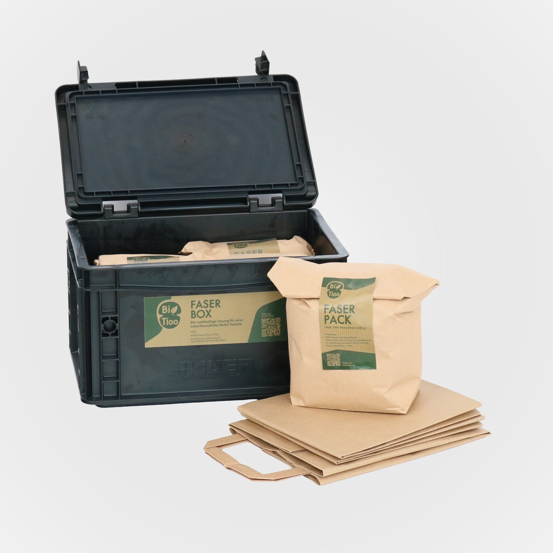 Faserbox – gebrauchsfertige Kokosziegel für Trockentoiletten