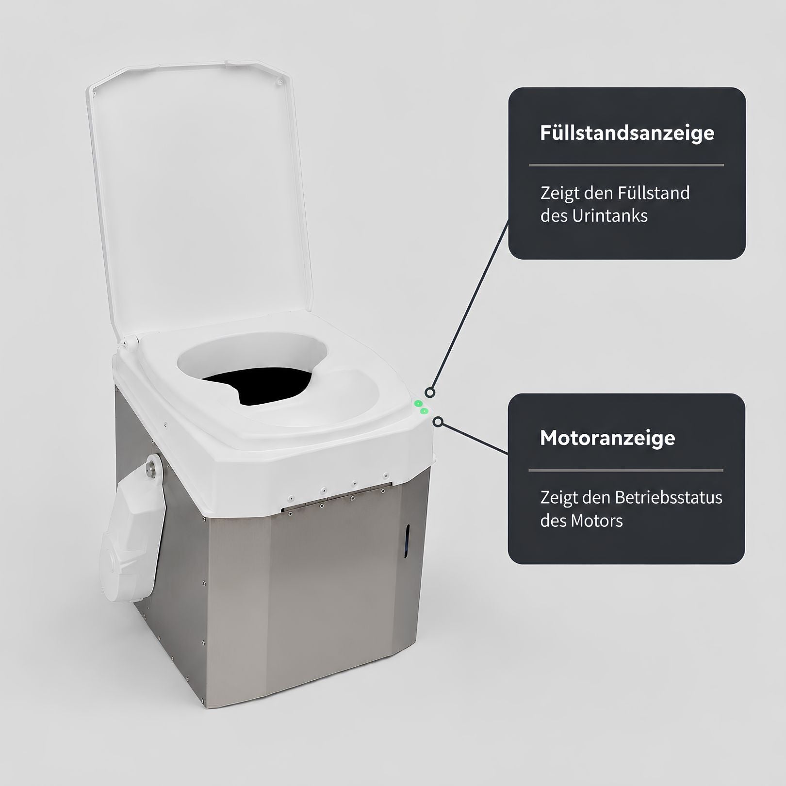 BioTioo RL-M Pro aus Edelstahl mit Füllstandsanzeige und Motorstatusanzeige