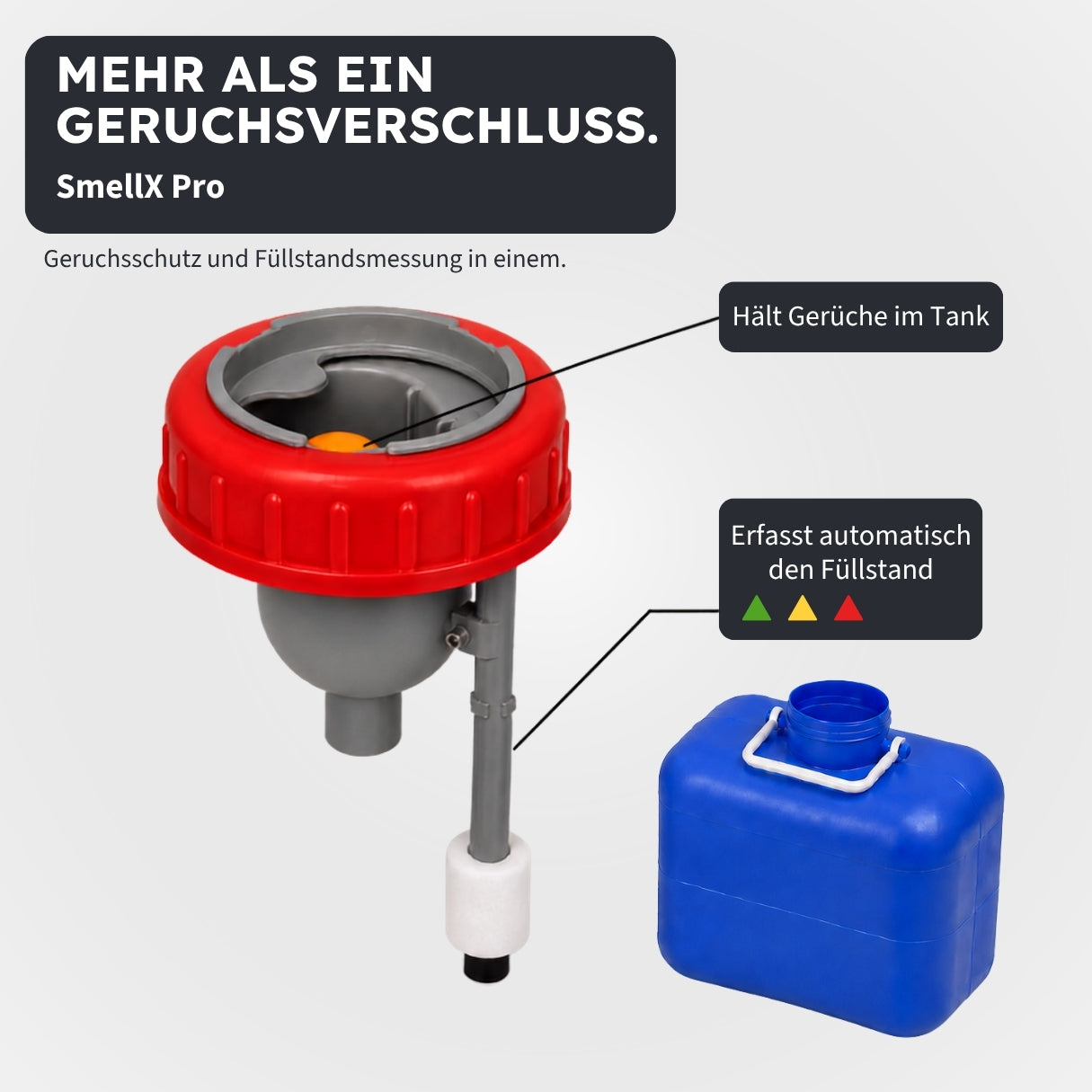 SmellX Pro Geruchsverschluss mit integrierter Füllstandserkennung für BioTioo Trenntoiletten